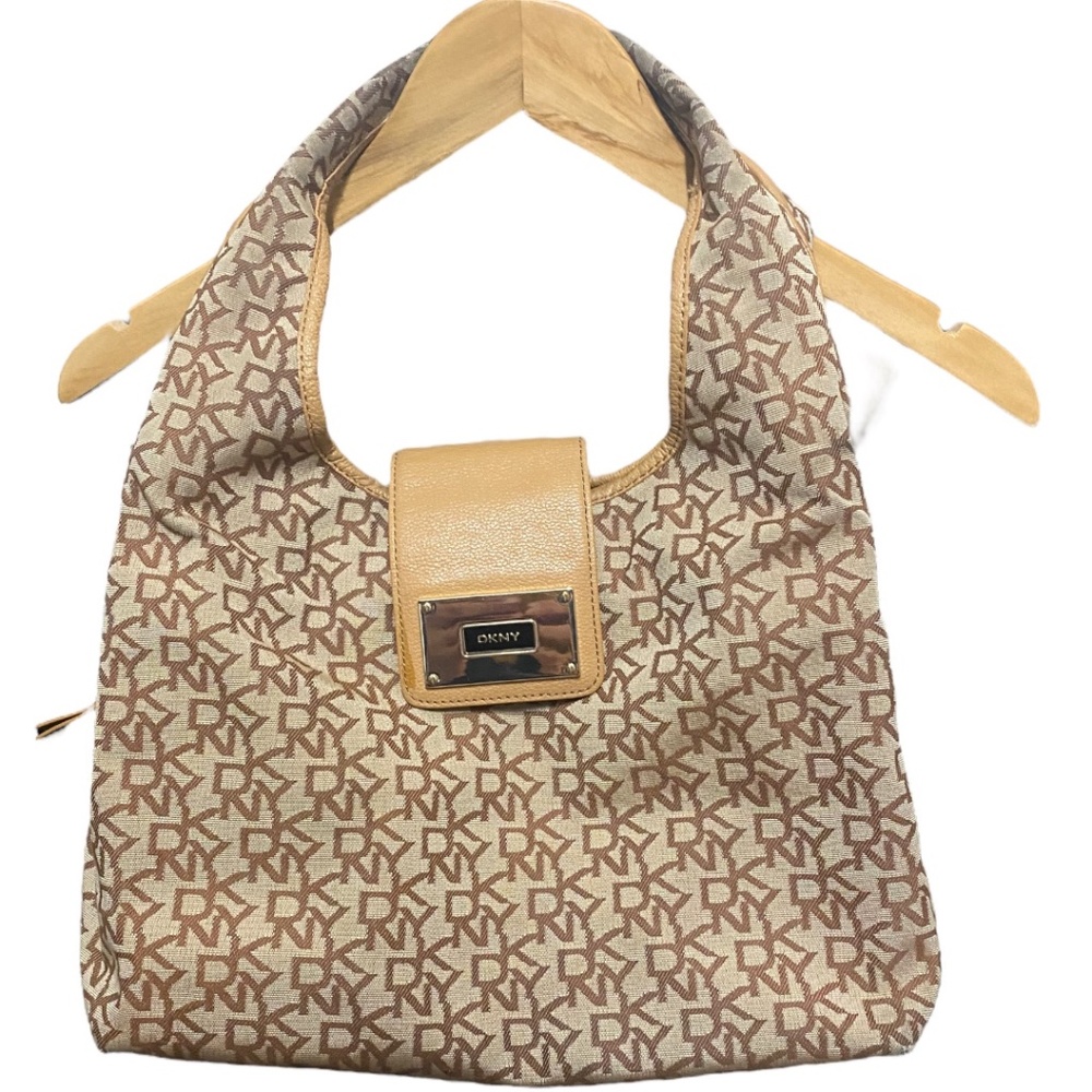 DKNY Y2K monogram canvas purse with leather trim